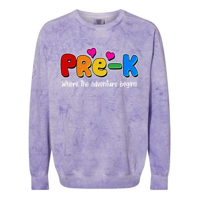 Cute Colorful Pre K Where The Adventure Begins Colorblast Crewneck Sweatshirt