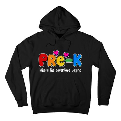 Cute Colorful Pre K Where The Adventure Begins Hoodie