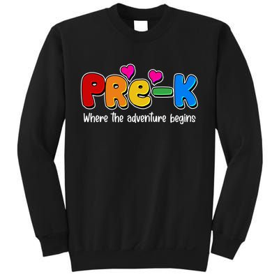 Cute Colorful Pre K Where The Adventure Begins Sweatshirt