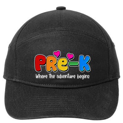 Cute Colorful Pre K Where The Adventure Begins 7-Panel Snapback Hat