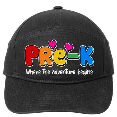 Cute Colorful Pre K Where The Adventure Begins 7-Panel Snapback Hat