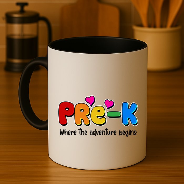 Cute Colorful Pre K Where The Adventure Begins Mug