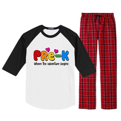 Cute Colorful Pre K Where The Adventure Begins Raglan Sleeve Pajama Set