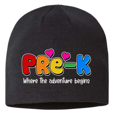 Cute Colorful Pre K Where The Adventure Begins Sustainable Beanie