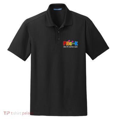 Cute Colorful Pre K Where The Adventure Begins Dry Zone Grid Polo