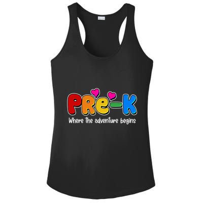Cute Colorful Pre K Where The Adventure Begins Ladies PosiCharge Competitor Racerback Tank