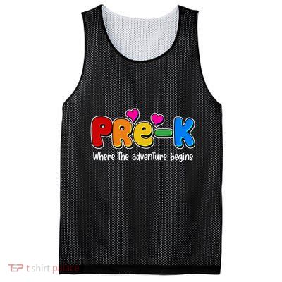 Cute Colorful Pre K Where The Adventure Begins Mesh Reversible Basketball Jersey Tank
