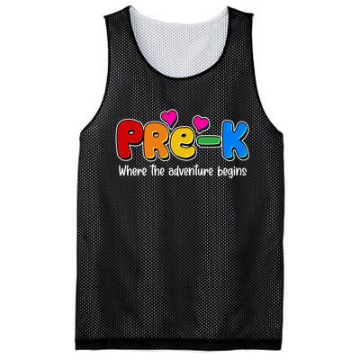 Cute Colorful Pre K Where The Adventure Begins Mesh Reversible Basketball Jersey Tank