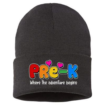 Cute Colorful Pre K Where The Adventure Begins Sustainable Knit Beanie