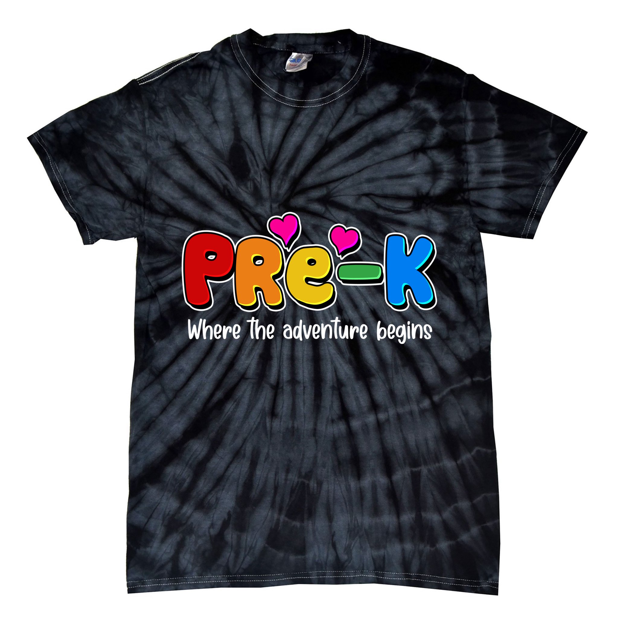 Cute Colorful Pre K Where The Adventure Begins Tie-Dye T-Shirt