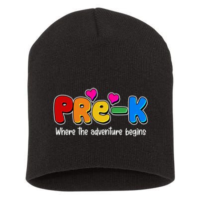 Cute Colorful Pre K Where The Adventure Begins Short Acrylic Beanie