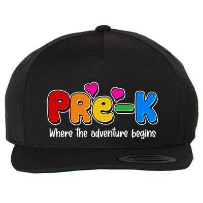 Cute Colorful Pre K Where The Adventure Begins Wool Snapback Cap