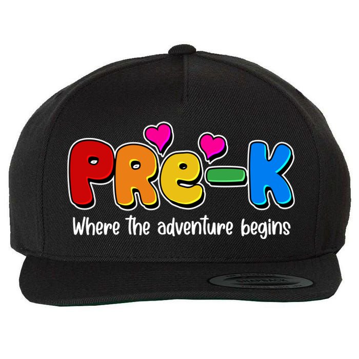 Cute Colorful Pre K Where The Adventure Begins Wool Snapback Cap