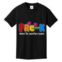 Cute Colorful Pre K Where The Adventure Begins Kids T-Shirt