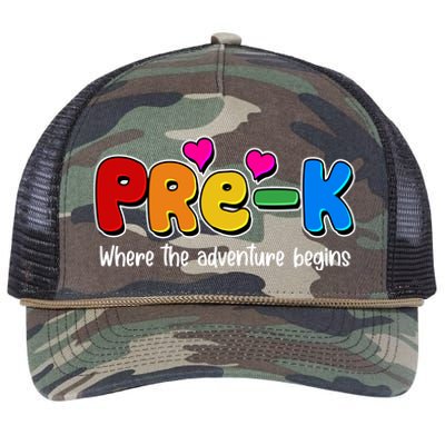 Cute Colorful Pre K Where The Adventure Begins Retro Rope Trucker Hat Cap