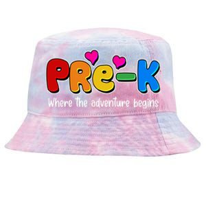 Cute Colorful Pre K Where The Adventure Begins Tie-Dyed Bucket Hat