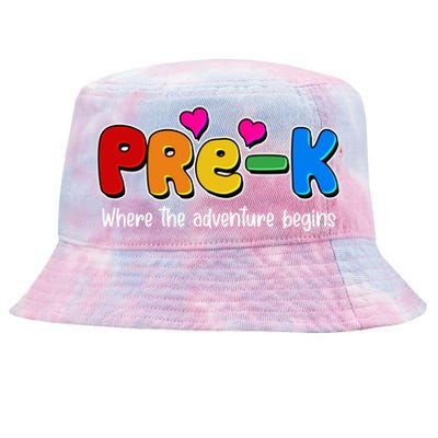 Cute Colorful Pre K Where The Adventure Begins Tie-Dyed Bucket Hat