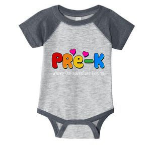 Cute Colorful Pre K Where The Adventure Begins Infant Baby Jersey Bodysuit