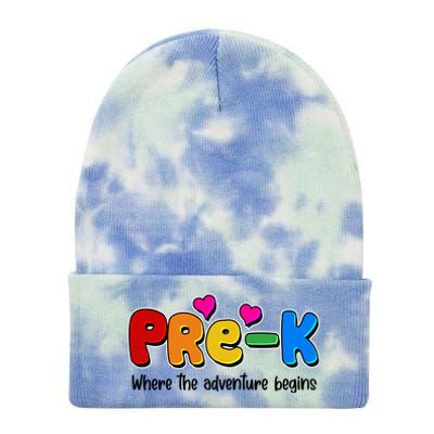 Cute Colorful Pre K Where The Adventure Begins Tie Dye 12in Knit Beanie