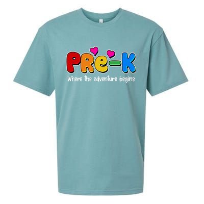 Cute Colorful Pre K Where The Adventure Begins Sueded Cloud Jersey T-Shirt