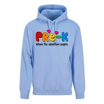 Cute Colorful Pre K Where The Adventure Begins Unisex Surf Hoodie