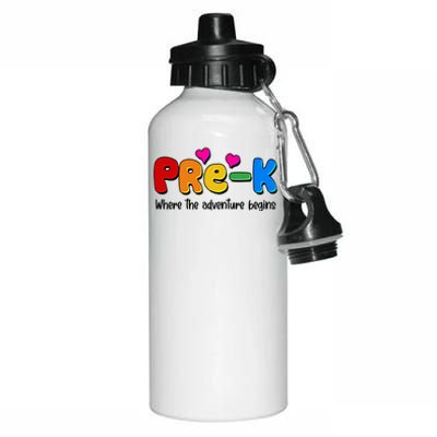 Cute Colorful Pre K Where The Adventure Begins Aluminum Water Bottle 