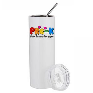 Cute Colorful Pre K Where The Adventure Begins Stainless Steel Tumbler