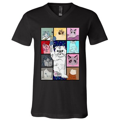 Cute Cat Purring In My Lap Cause It Loves Me Cat Lover V-Neck T-Shirt