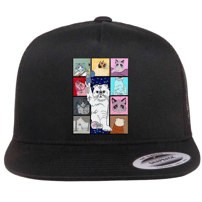 Cute Cat Purring In My Lap Cause It Loves Me Cat Lover Flat Bill Trucker Hat