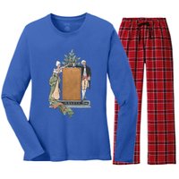 Colonial Christmas Party Vintage Illustration Funny Gift Women's Long Sleeve Flannel Pajama Set 