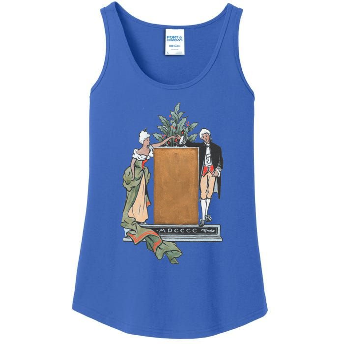 Colonial Christmas Party Vintage Illustration Funny Gift Ladies Essential Tank