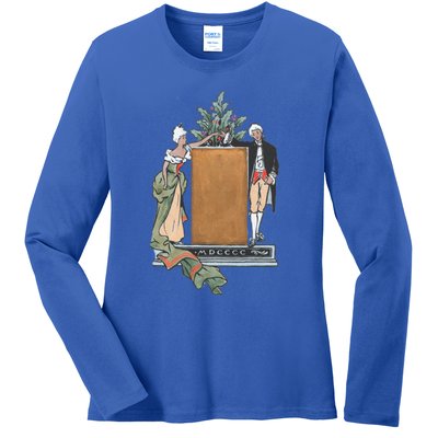 Colonial Christmas Party Vintage Illustration Funny Gift Ladies Long Sleeve Shirt