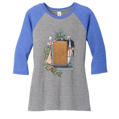 Colonial Christmas Party Vintage Illustration Funny Gift Women's Tri-Blend 3/4-Sleeve Raglan Shirt