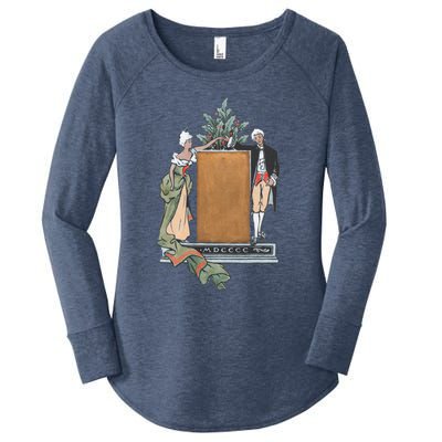 Colonial Christmas Party Vintage Illustration Funny Gift Women's Perfect Tri Tunic Long Sleeve Shirt