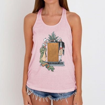 Colonial Christmas Party Vintage Illustration Funny Gift Women's Knotted Racerback Tank