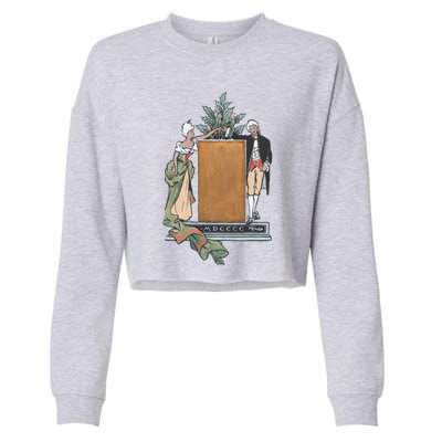 Colonial Christmas Party Vintage Illustration Funny Gift Cropped Pullover Crew