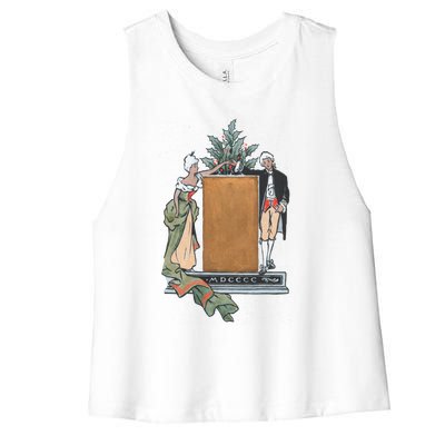 Colonial Christmas Party Vintage Illustration Funny Gift Women's Racerback Cropped Tank