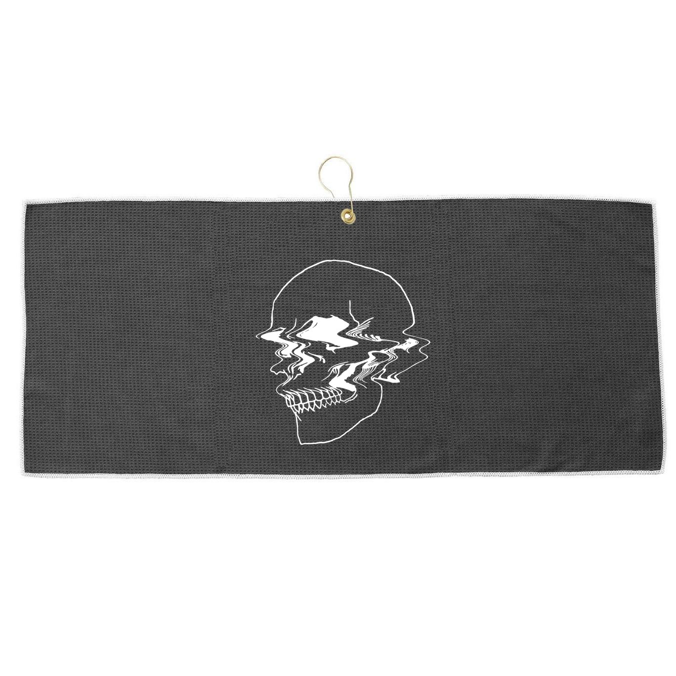 Creepy Cool Pastel Vaporwave Skull Large Microfiber Waffle Golf Towel