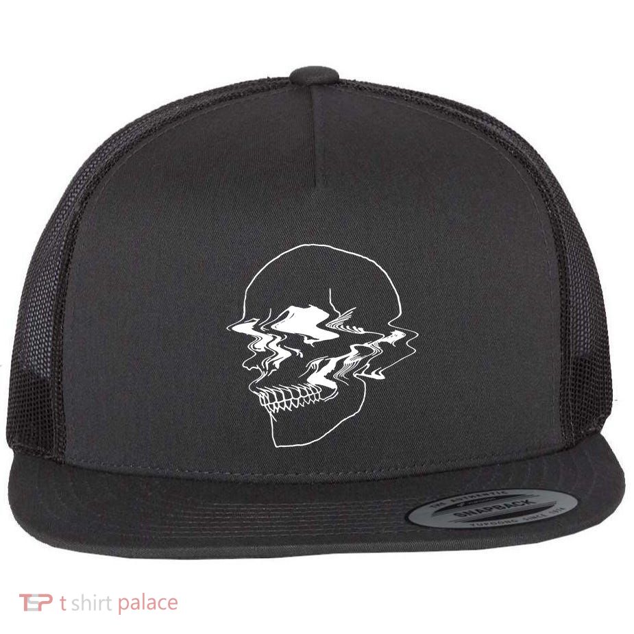 Creepy Cool Pastel Vaporwave Skull Flatbill Hat