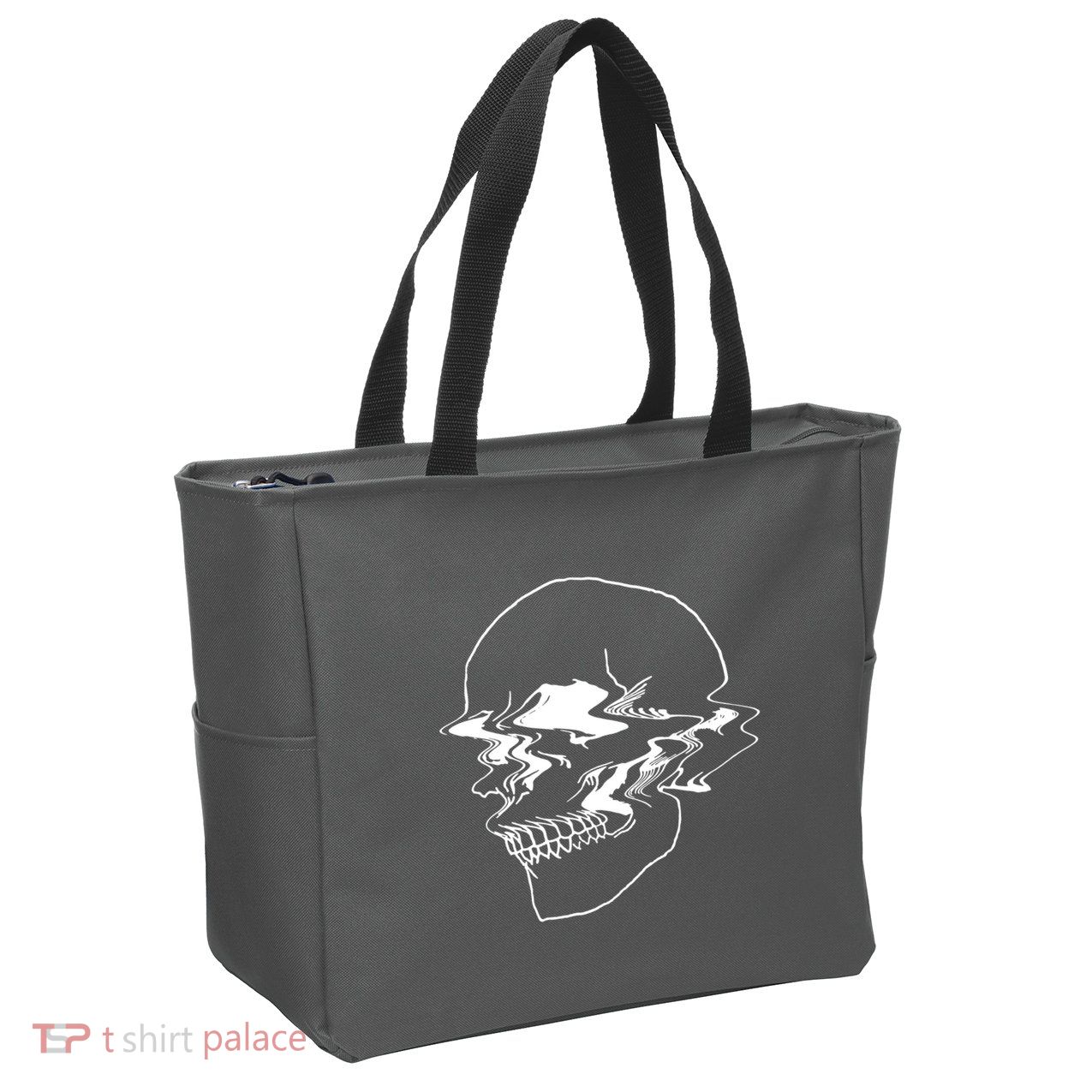Creepy Cool Pastel Vaporwave Skull Zip Tote Bag