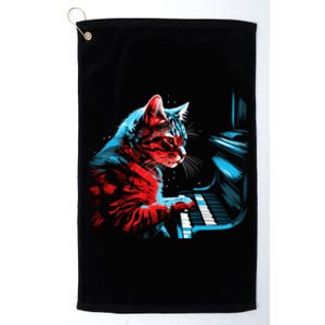 Cute Cat Playing Piano Music Lover Funny Musician Art Great Gift Platinum Collection Golf Towel