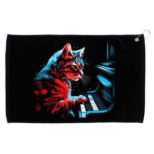 Cute Cat Playing Piano Music Lover Funny Musician Art Great Gift Grommeted Golf Towel