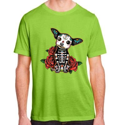 Calavera Chihuahua Playful Colorful Cute Dia De Los Muertos Adult ChromaSoft Performance T-Shirt