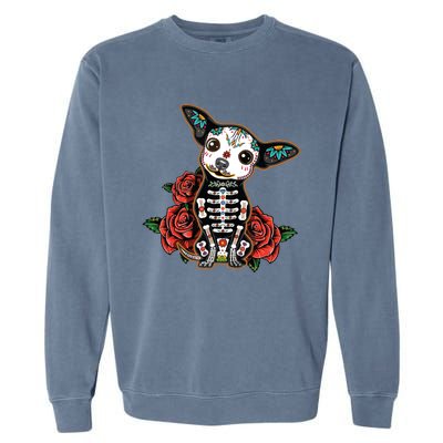 Calavera Chihuahua Playful Colorful Cute Dia De Los Muertos Garment-Dyed Sweatshirt