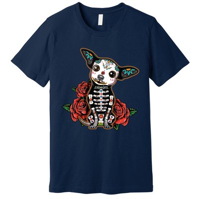 Calavera Chihuahua Playful Colorful Cute Dia De Los Muertos Premium T-Shirt