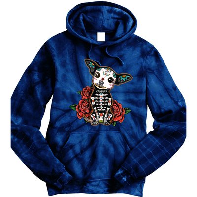 Calavera Chihuahua Playful Colorful Cute Dia De Los Muertos Tie Dye Hoodie