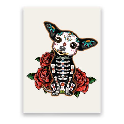 Calavera Chihuahua Playful Colorful Cute Dia De Los Muertos Poster