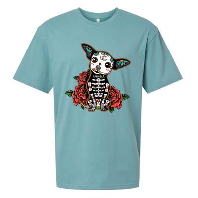 Calavera Chihuahua Playful Colorful Cute Dia De Los Muertos Sueded Cloud Jersey T-Shirt