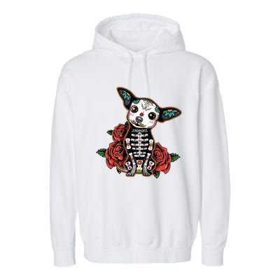 Calavera Chihuahua Playful Colorful Cute Dia De Los Muertos Garment-Dyed Fleece Hoodie