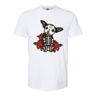 Calavera Chihuahua Playful Colorful Cute Dia De Los Muertos Softstyle CVC T-Shirt